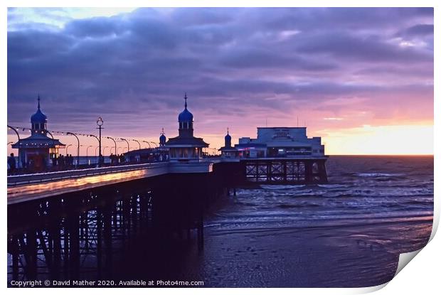 Sunset at North Pier, Blackpool Print by David Mather
