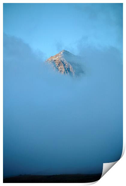 Snowdon in the mist Print by Simon Johnson