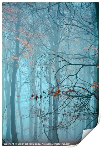 Misty woodland  Print by Simon Johnson