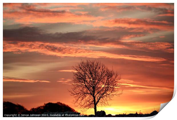 winter sunrise Cotswolds  Print by Simon Johnson