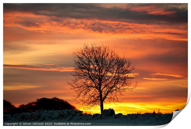 winter sunrise Cotswolds Gloucestershire Print by Simon Johnson