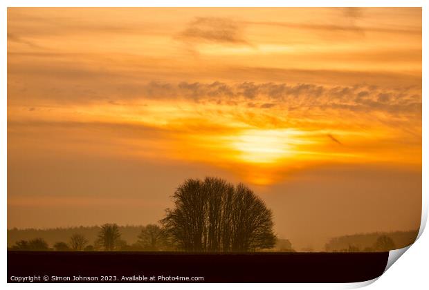 Cotswold sunrise Print by Simon Johnson