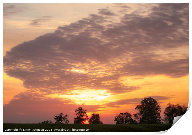 Cotswold sunrise Print by Simon Johnson