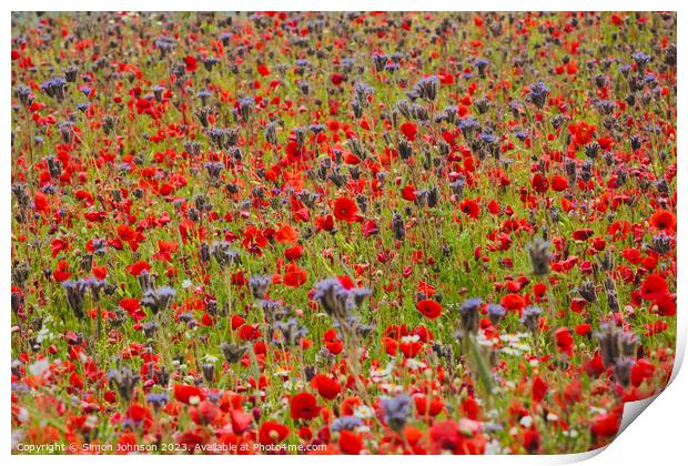 Poppy field Print by Simon Johnson