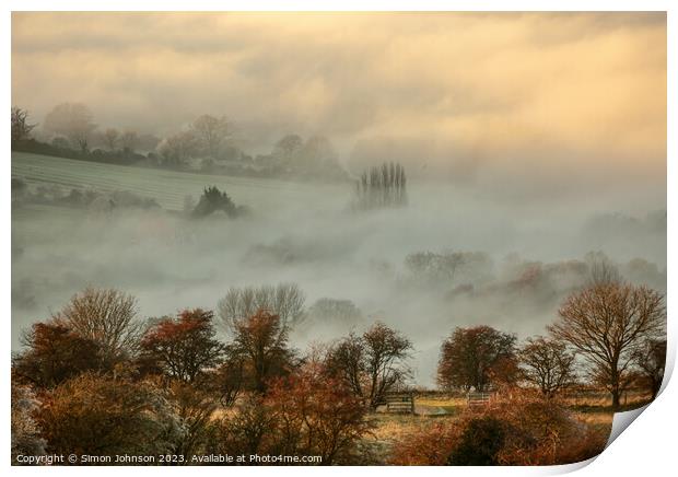 Cotswold fog Print by Simon Johnson