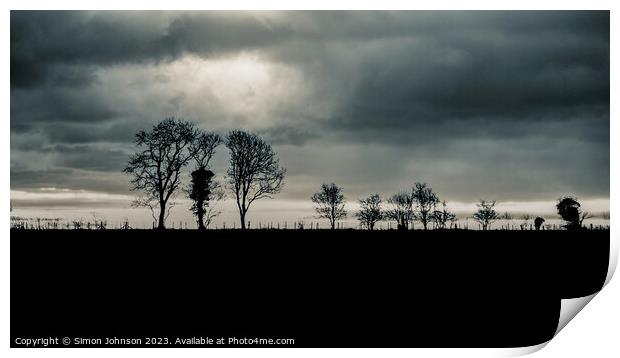Tree silhouettes  Print by Simon Johnson
