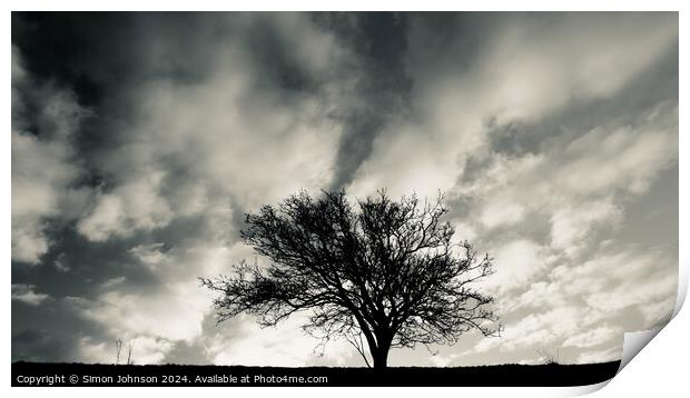 Tree silhouette monochrome  Print by Simon Johnson