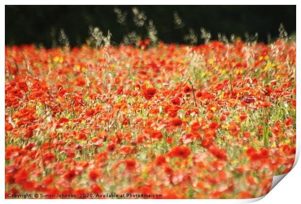 Poppy field Print by Simon Johnson