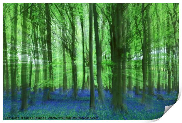Bluebell Woodlanf creative image Print by Simon Johnson