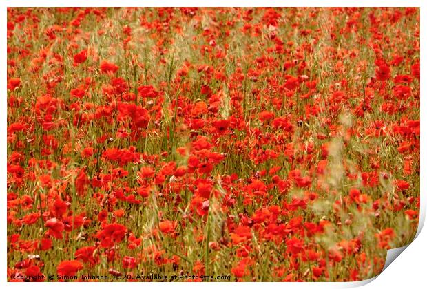 Poppy Field Print by Simon Johnson