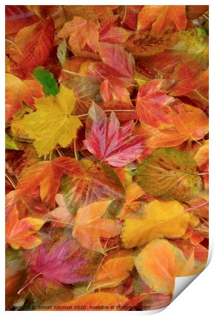 Autumn collage with creative blur Print by Simon Johnson