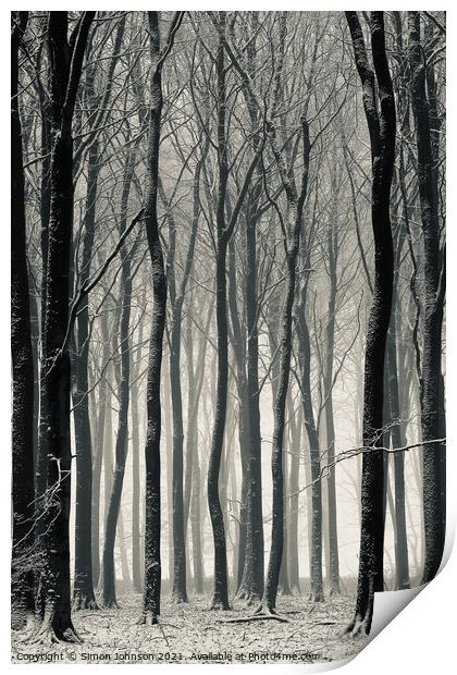 Winter treescape Print by Simon Johnson