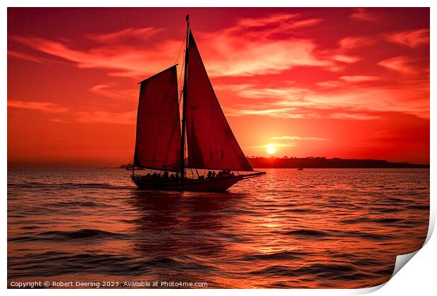 Sailing Into The Sunset Print by Robert Deering