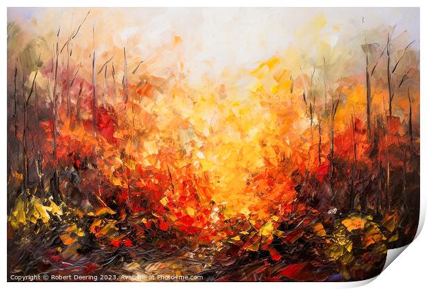 forest on fire Print by Robert Deering