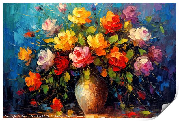 Radiant Rose Bouquet Print by Robert Deering