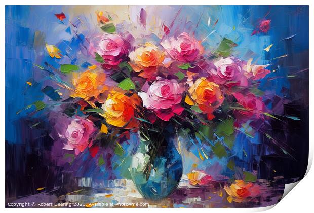 Vibrant Rose Medley Print by Robert Deering