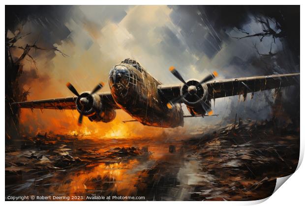 World War 2 Bombing raid Print by Robert Deering