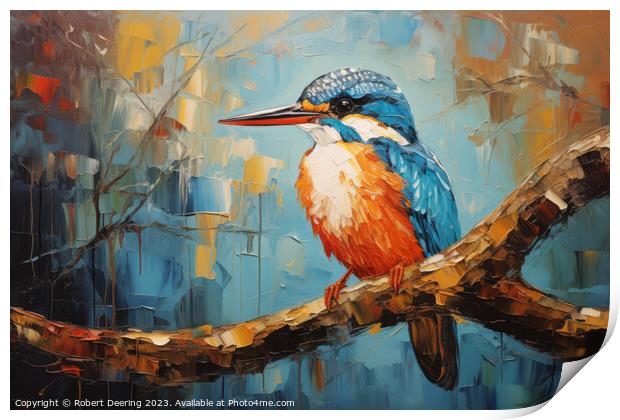 Regal Kingfisher Pose Print by Robert Deering