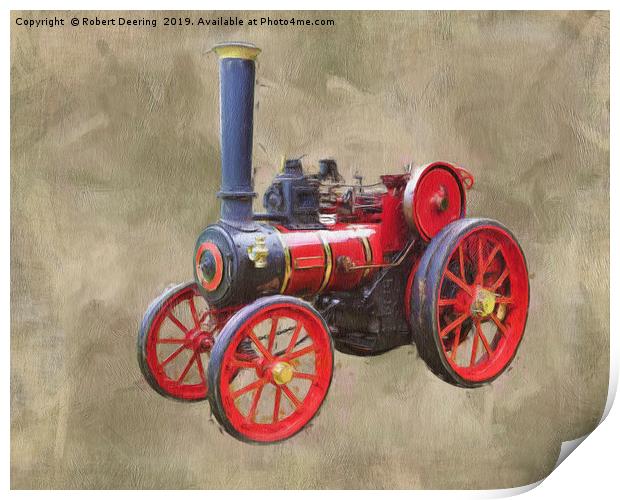 Red Steam Traction Engine Print by Robert Deering