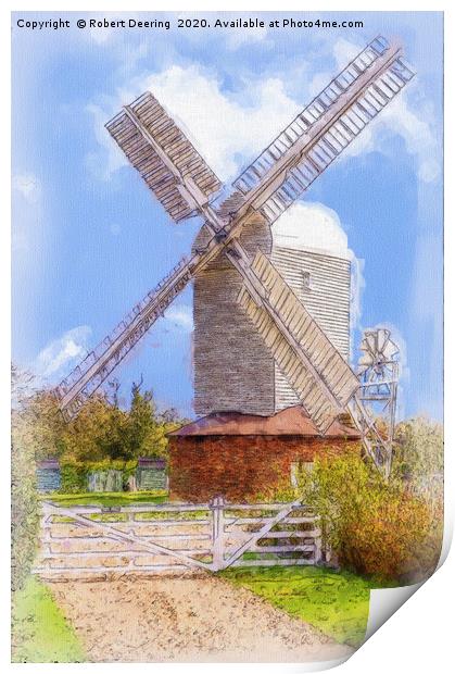 Stanton windmill and gate Suffolk East Anglia Print by Robert Deering