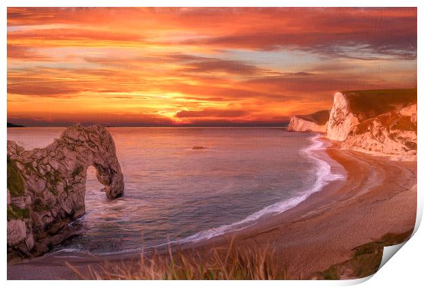 Durdle Door Dorset Sunset Print by Robert Deering