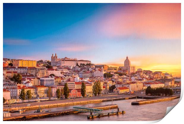 Lisbon Skyline Print by Robert Deering