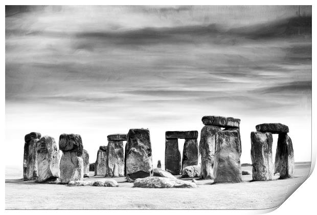 Stonehenge Monochrome Print by Robert Deering