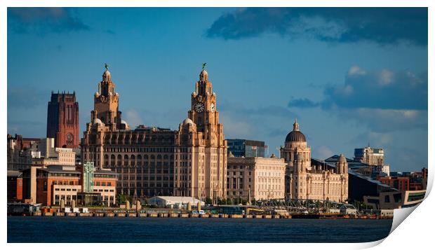 Liverpool Waterfront from Seacombe Ferry Print by Liam Neon