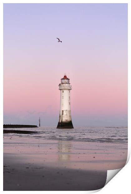 Pastel Lighthouse at New Brighton Print by Liam Neon