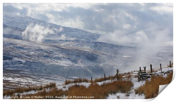 A winter walk up Mount Snowdon Print by Liam Neon