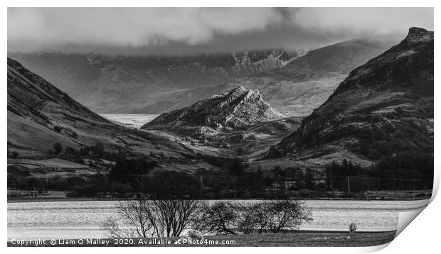 A Dark and Stormy Clogwynygarreg, Snowdonia Print by Liam Neon