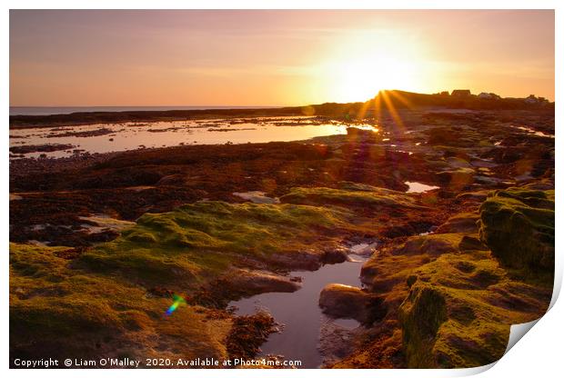 The Sun Sets on Hilbre island Print by Liam Neon