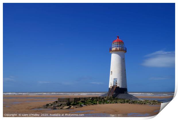 Point of Ayr Lighthouse at Talacre Beach Print by Liam Neon