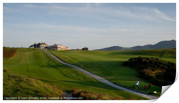 18th Hole at Nefyn Golf Course, Llyn Peninsula Print by Liam Neon