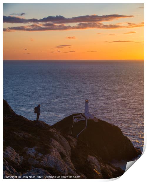 Sunset at South Stack Anglesey Print by Liam Neon