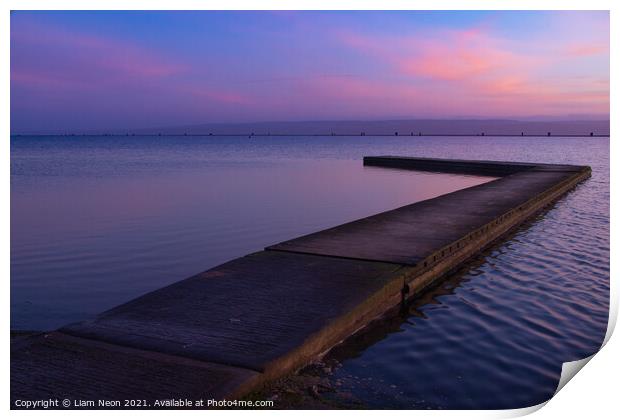 Marine Lake Sunset Print by Liam Neon