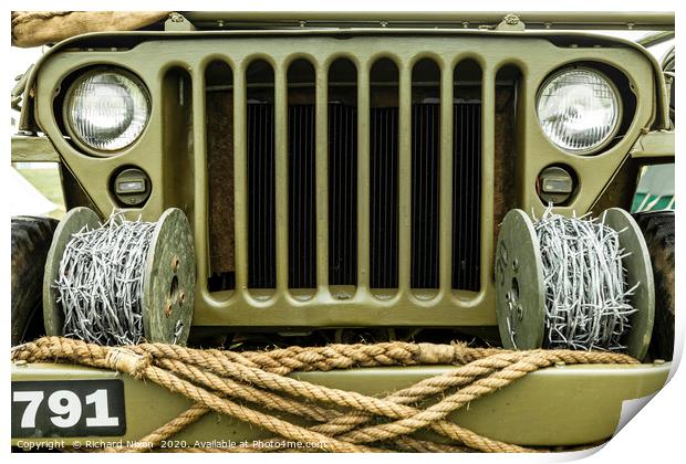 Willys Jeep Barbed Wire Print by Richard Nixon