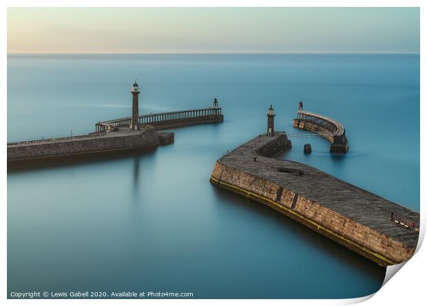 Calm Waters, Whitby Pier  Print by Lewis Gabell