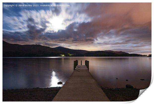 Derwentwater by night Print by Aimie Burley