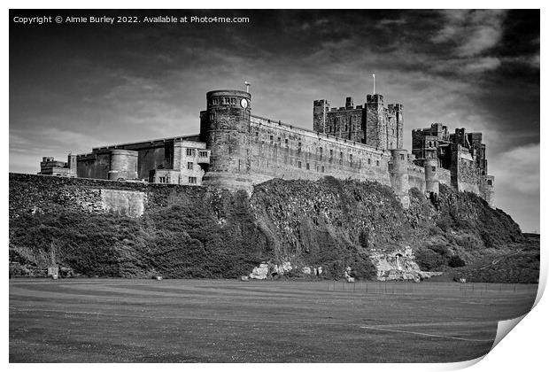 Bamburgh in black and white Print by Aimie Burley