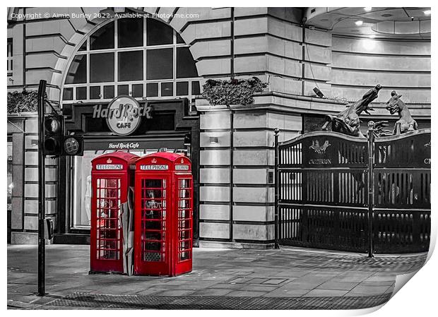 Iconic London Phone Boxes Print by Aimie Burley