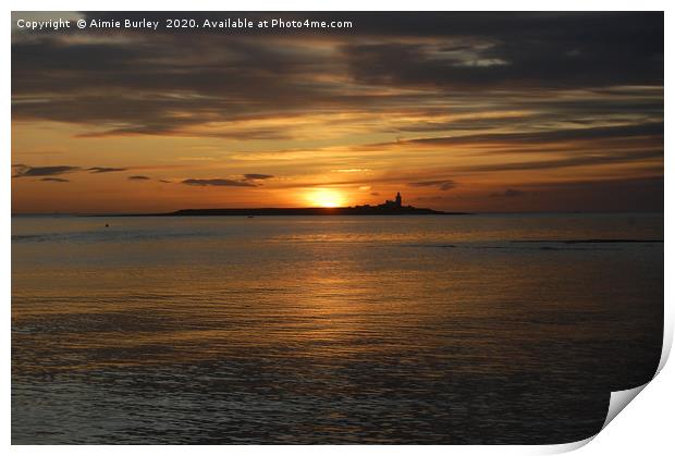 Sunrise over Coquet Island Print by Aimie Burley