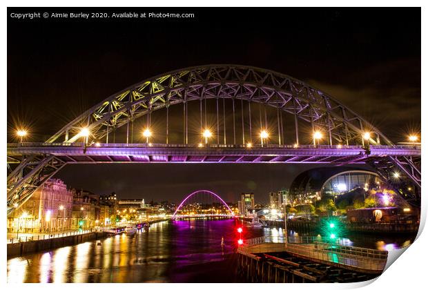 Newcastle Quayside by Night Print by Aimie Burley