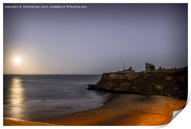 Tynemouth Priory by Moonlight Print by Aimie Burley