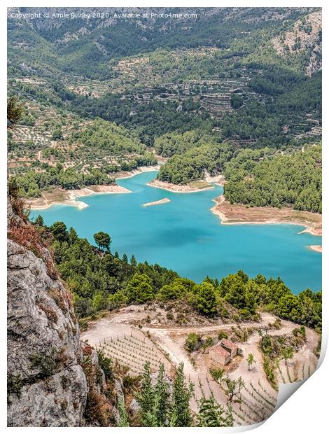 Guadalest Reservoir portrait  Print by Aimie Burley