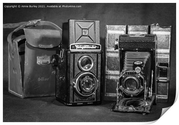 Two antique cameras  Print by Aimie Burley