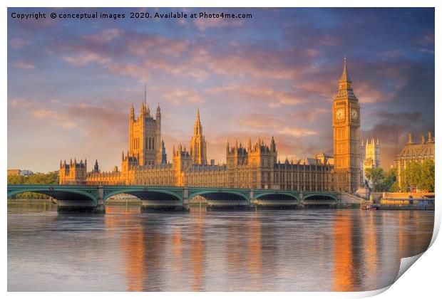 Big ben and the Houses of Parliament Print by conceptual images