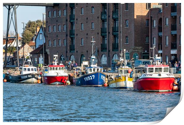 Commercial fishing boats, Wells-Next-The-Sea Print by Chris Yaxley