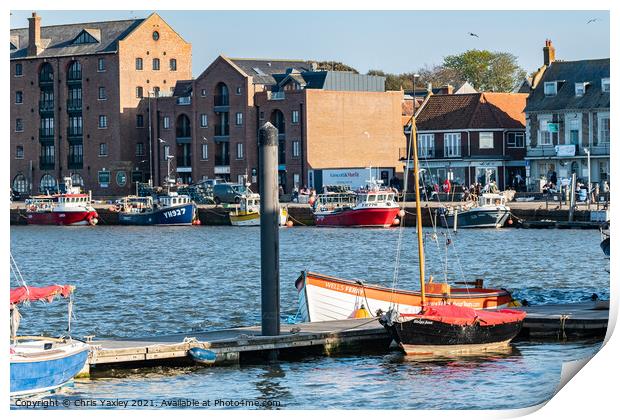 Wells-Next-The-Sea quayside on the North Norfolk coast Print by Chris Yaxley