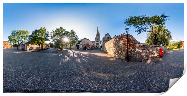 360 degree panorama of Cathedral Close, Norwich Print by Chris Yaxley